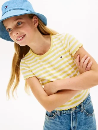 Haut côtelé à bords festonnés pour enfants