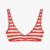 Haut de bikini à rayures et encolure dégagée Haut de bikini à rayures et encolure dégagée