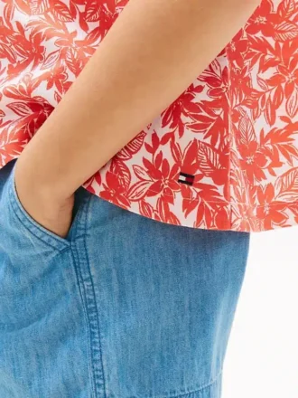 Haut à manches bouffantes et imprimé tropical pour enfant