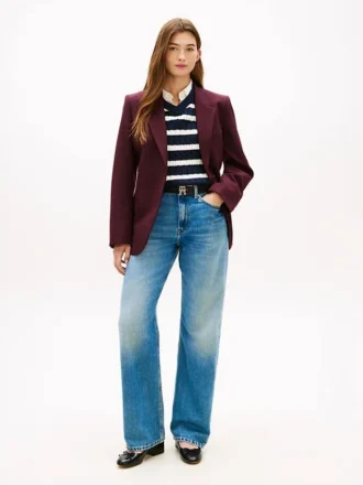 Jean droit ample à taille mi-haute