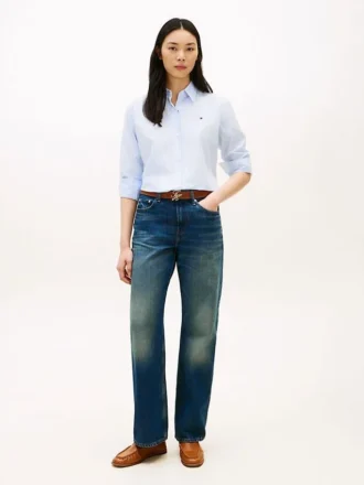 Jean droit ample à taille mi-haute