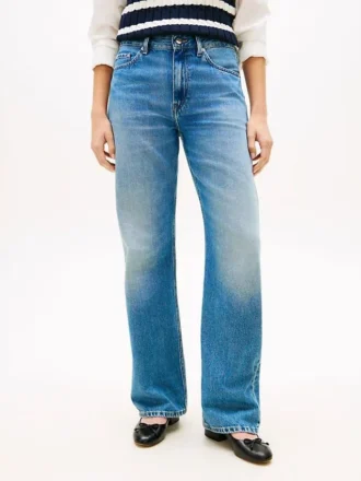 Jean droit ample à taille mi-haute