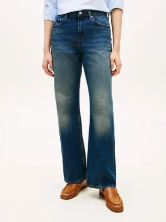 Jean droit ample à taille mi-haute