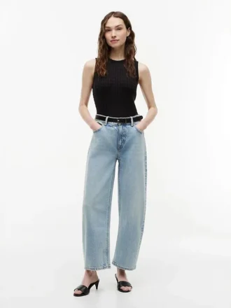 Jean droit taille haute extensible