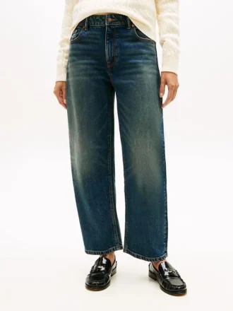 Jean droit taille haute extensible