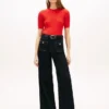 Jean utilitaire taille haute à jambes larges et extensible Jean utilitaire taille haute à jambes larges et extensible