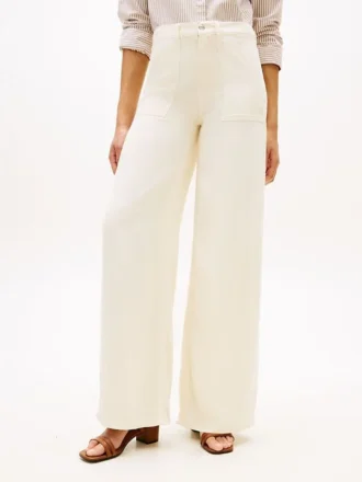 Jean utilitaire taille haute à jambes larges et extensible