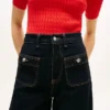 Jean utilitaire taille haute à jambes larges et extensible Jean utilitaire taille haute à jambes larges et extensible
