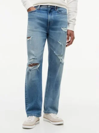 Jeans ample délavés