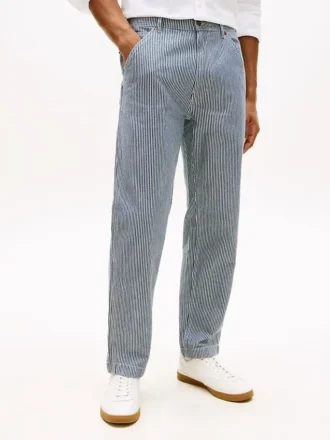 Jeans droit ample à rayures chemin de fer