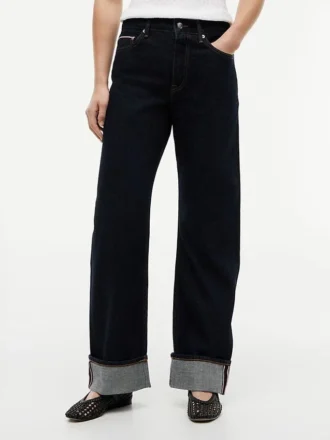 Jeans droit ample à taille mi-haute en denim selvedge Jeans droit ample à taille mi-haute en denim selvedge