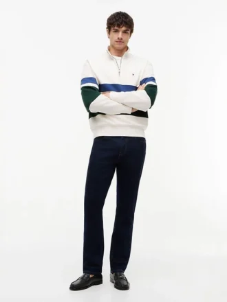 Jeans droit délavé indigo