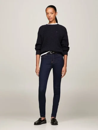 Jeans skinny à taille moyenne et délavage foncé Jeans skinny à taille moyenne et délavage foncé