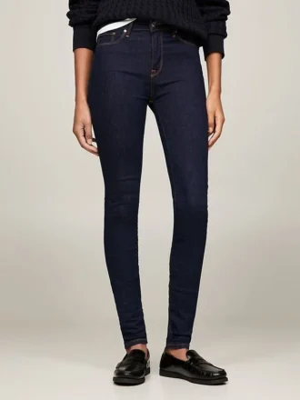 Jeans skinny à taille moyenne et délavage foncé Jeans skinny à taille moyenne et délavage foncé