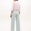 Jeans taille haute à jambes larges et ourlet brut Jeans taille haute à jambes larges et ourlet brut