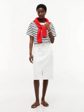 Jupe en denim blanc à ceinture