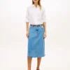Jupe midi en denim à ourlet brut Jupe midi en denim à ourlet brut