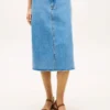 Jupe midi en denim à ourlet brut Jupe midi en denim à ourlet brut