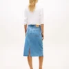 Jupe midi en denim à ourlet brut Jupe midi en denim à ourlet brut