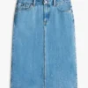 Jupe midi en denim à ourlet brut Jupe midi en denim à ourlet brut