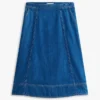 Jupe midi évasée en denim à taille haute Jupe midi évasée en denim à taille haute