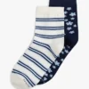 Lot de 2 paires de chaussettes à fleurs et rayures Lot de 2 paires de chaussettes à fleurs et rayures