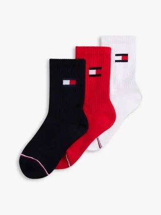 Lot de 3 paires de chaussettes à col rond pour enfants avec logo drapeau