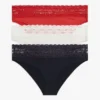 Lot de 3 slips bikini à bordure en dentelle Lot de 3 slips bikini à bordure en dentelle