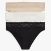 Lot de 3 slips bikini à bordure en dentelle Lot de 3 slips bikini à bordure en dentelle
