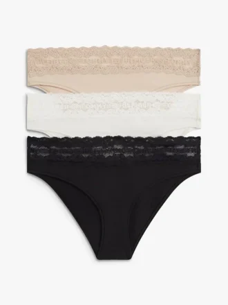 Lot de 3 slips bikini à bordure en dentelle