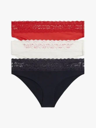 Lot de 3 slips bikini à bordure en dentelle