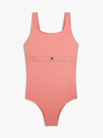 Maillot de bain à col carré et logo pour enfants