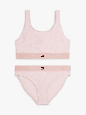 Maillot de bain deux pièces à imprimé et encolure carrée pour enfants