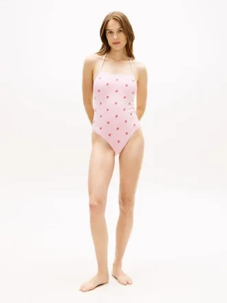 Maillot de bain dos nu à monogramme script sur l’ensemble Maillot de bain dos nu à monogramme script sur l’ensemble