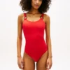 Maillot de bain une pièce à dos échancré et anneaux Maillot de bain une pièce à dos échancré et anneaux