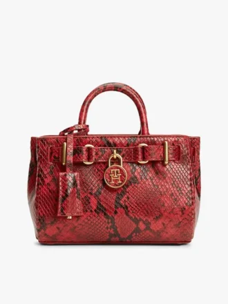 Micro-sac fourre-tout en cuir gaufré serpent
