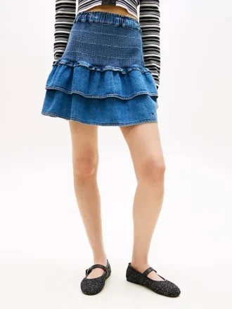 Mini-jupe à volants en chambray Tommy Jeans