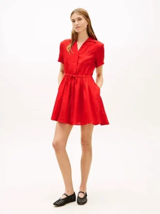 Mini-robe chemise en lin