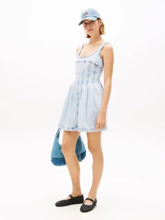 Mini-robe en denim plissé Tommy Jeans