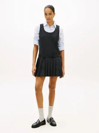 Mini-robe plissée en laine mélangée