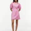 Mini-robe portefeuille en lin rayé Mini-robe portefeuille en lin rayé