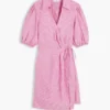Mini-robe portefeuille en lin rayé Mini-robe portefeuille en lin rayé
