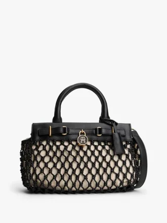 Mini sac fourre-tout en cuir macramé
