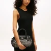 Mini sac fourre-tout en cuir macramé Mini sac fourre-tout en cuir macramé