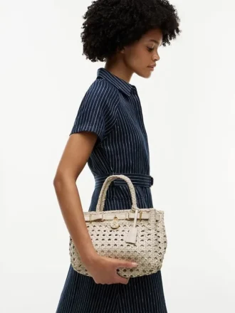 Mini sac fourre-tout en cuir tressé