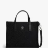 Mini sac fourre-tout en nylon avec monogramme surpiqué Mini sac fourre-tout en nylon avec monogramme surpiqué