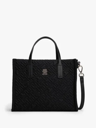 Mini sac fourre-tout en nylon avec monogramme surpiqué
