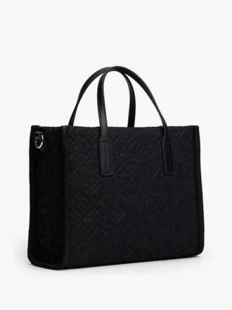Mini sac fourre-tout en nylon avec monogramme surpiqué
