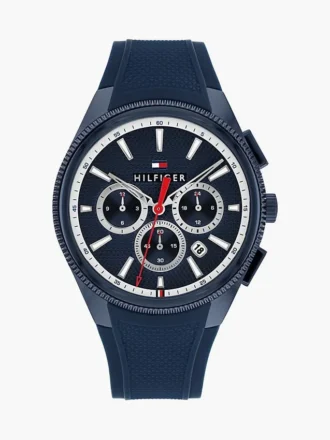 Montre double fuseau horaire avec bracelet en silicone de 43 mm
