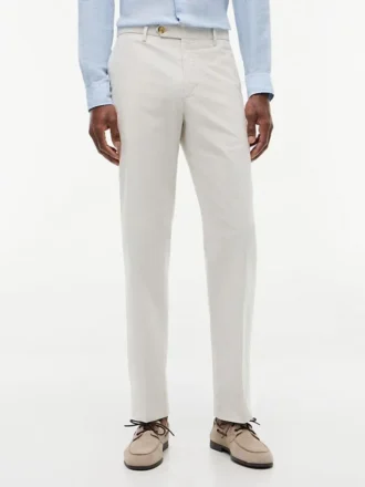 Pantalon ajusté en dobby New York Label